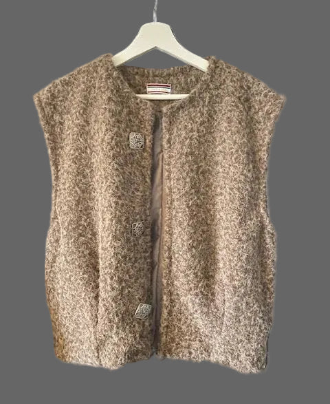 Bronze lined gilet with vintage buttons