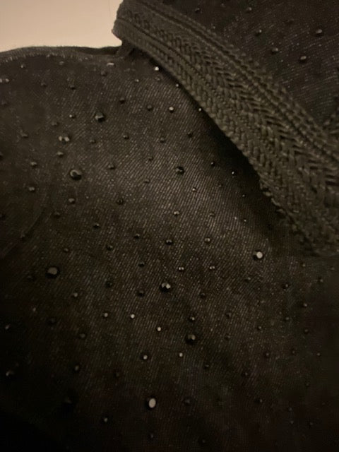 Rhinestones  and designed collar on a charcoal denim shirt