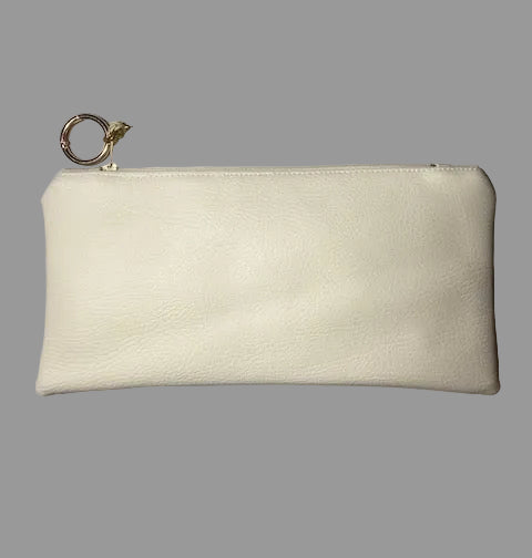 Off white faux leather clutch bag