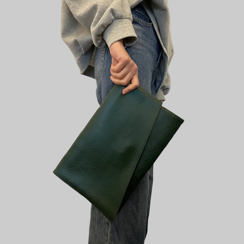Envelope Clutch Dark Green Faux Leather