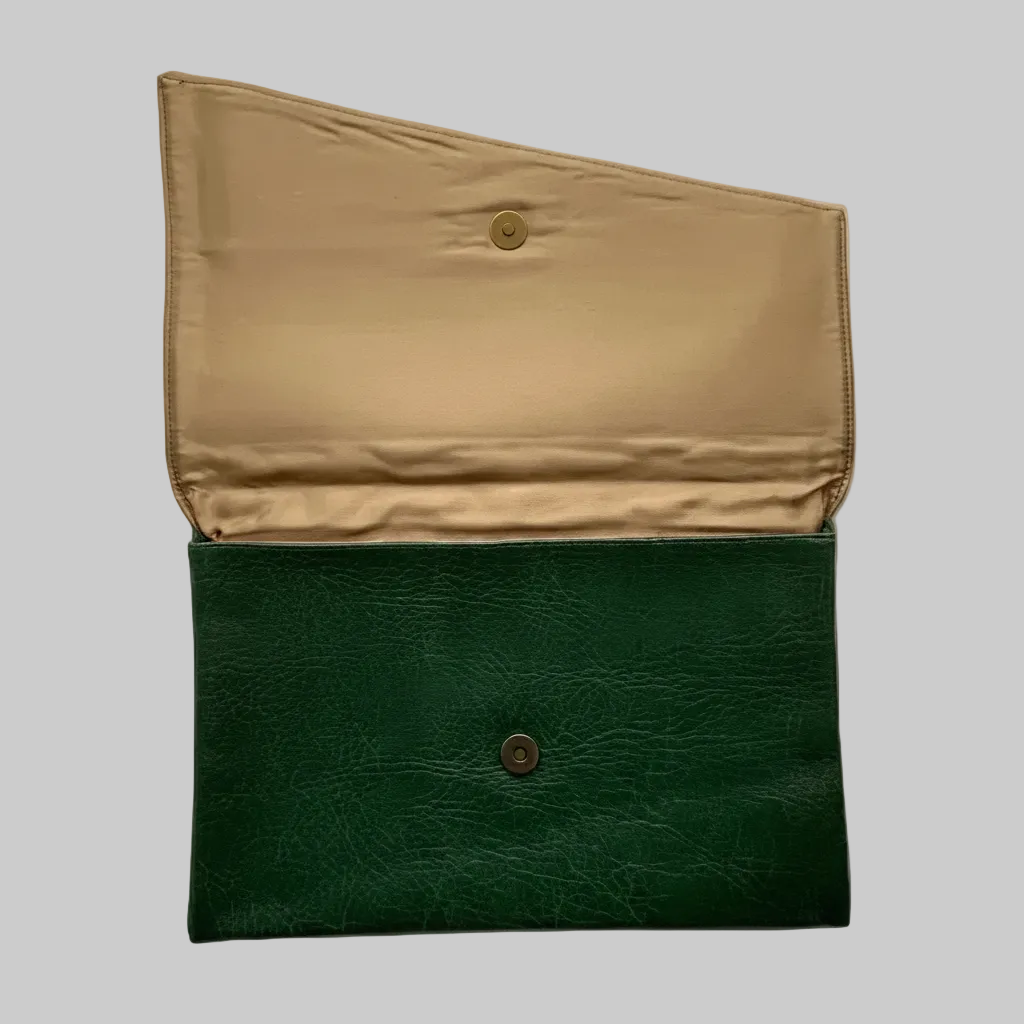 Envelope Clutch Dark Green Faux Leather